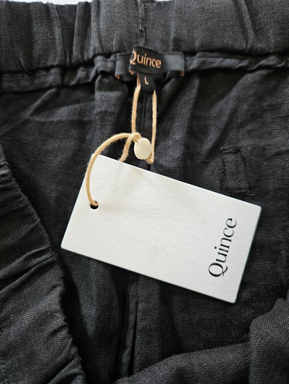 NWT Quince 100% European Linen Wide Leg Relaxed Fit Pull On Cropped Pants L